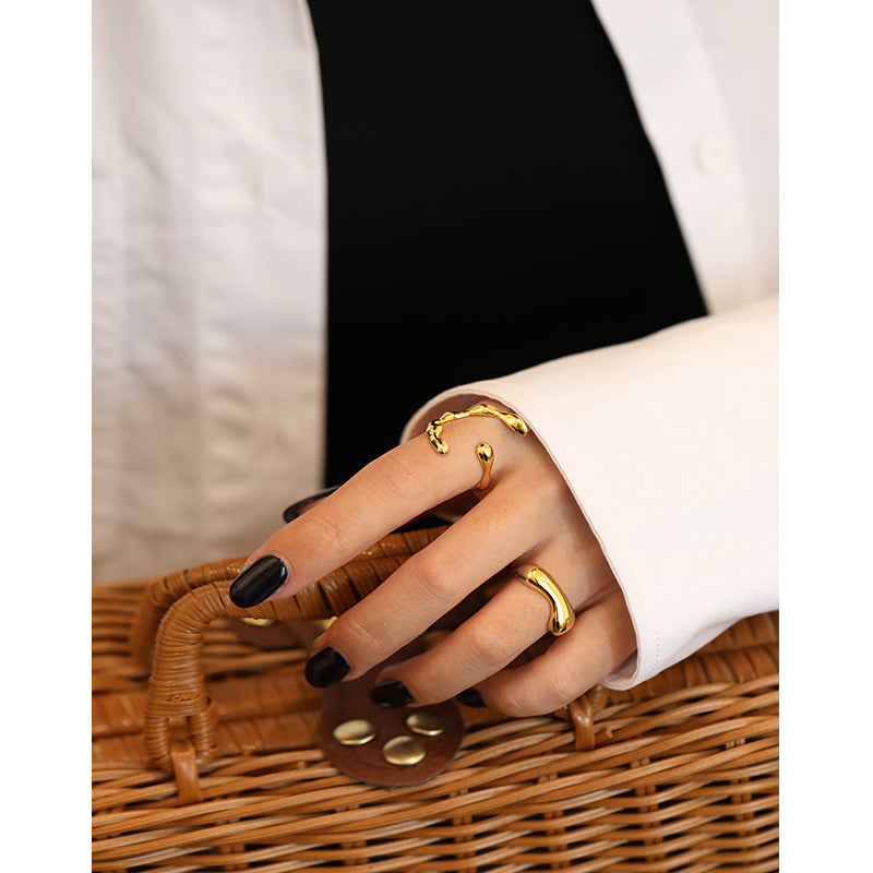 Lovcia Gold Tone 925 Sterling Silver Adjustable Ring-Rings-Yellow Gold-Yellow Gold