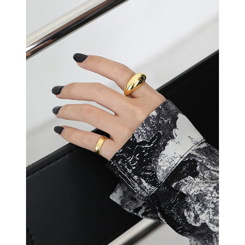 Lovcia Gold Tone 925 Sterling Silver Adjustable Ring-Rings-Yellow Gold-Yellow Gold