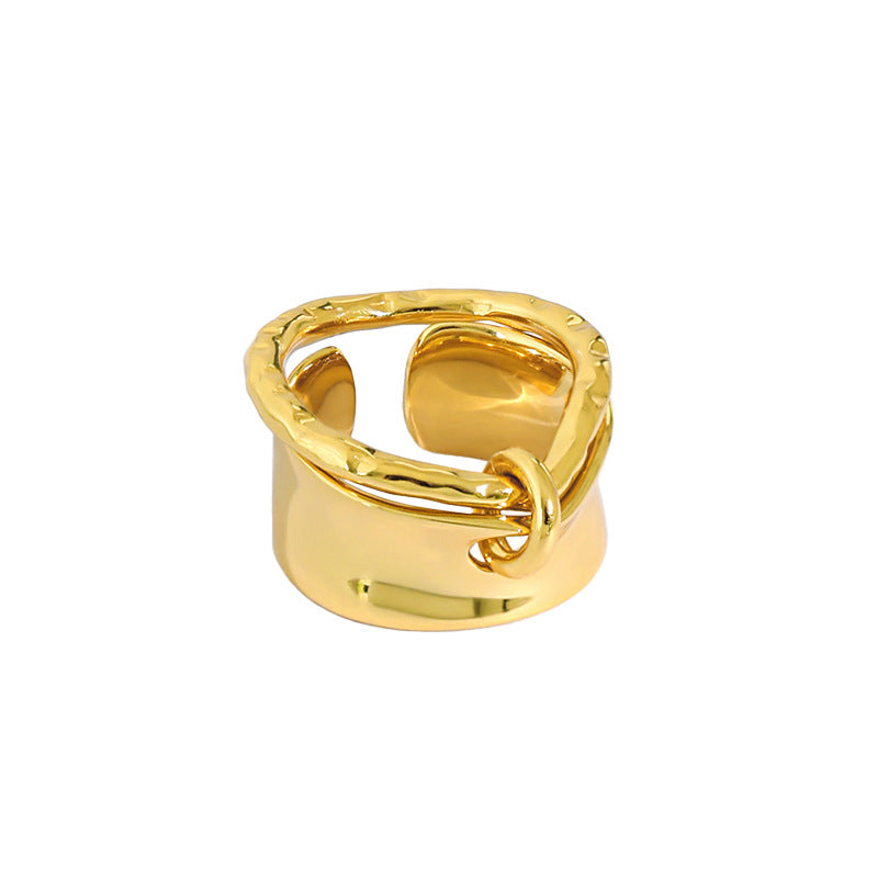 Lovcia Gold Tone 925 Sterling Silver Adjustable Ring-Rings-Yellow Gold-Yellow Gold