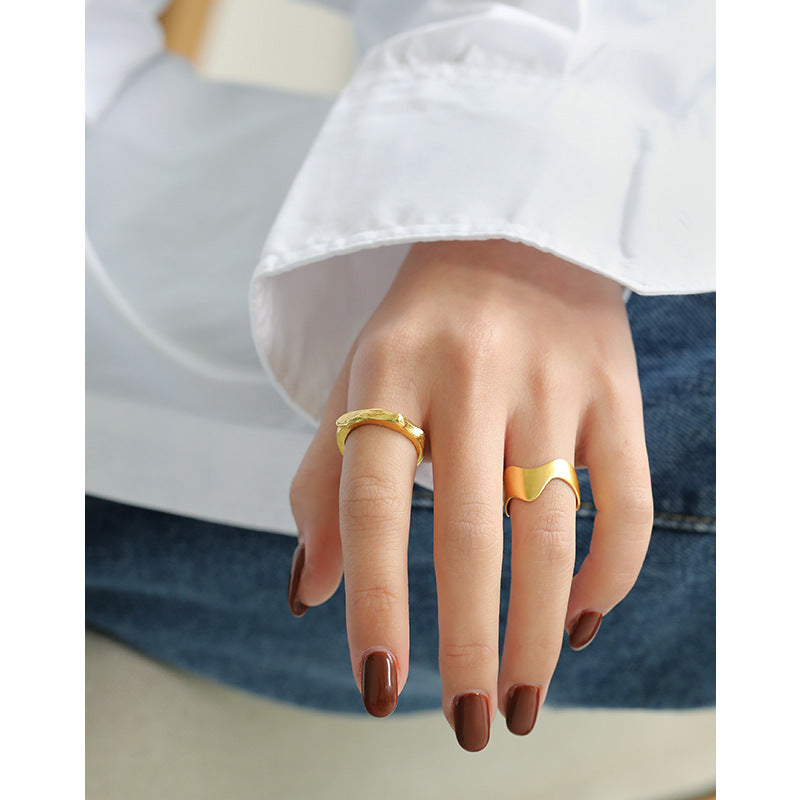 Lovcia Gold Tone 925 Sterling Silver Adjustable Ring-Rings-Yellow Gold-Yellow Gold