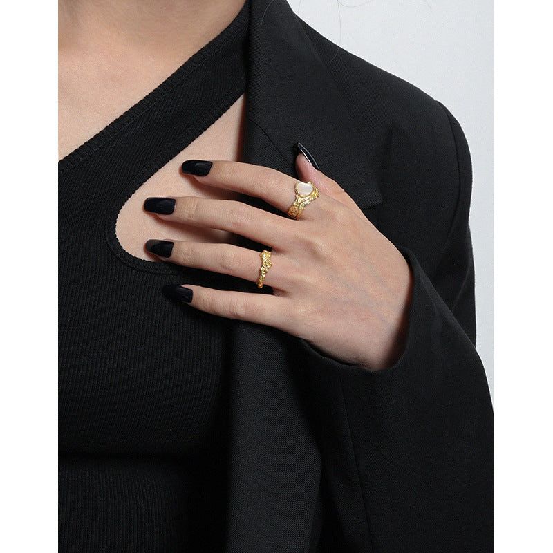 Lovcia Gold Tone 925 Sterling Silver Adjustable Ring-Rings-Yellow Gold-Yellow Gold