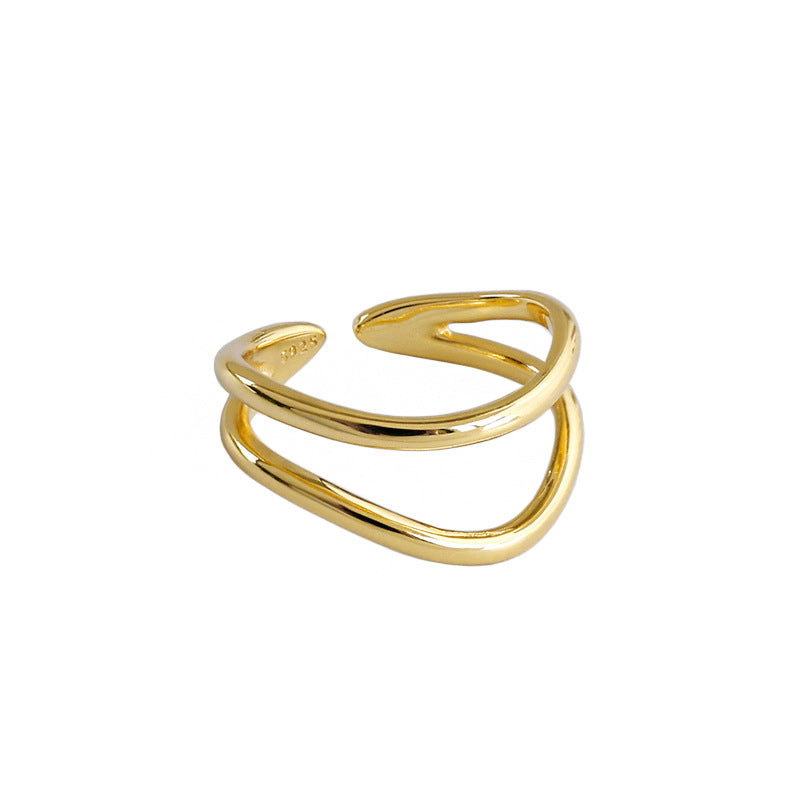 Lovcia Gold Tone 925 Sterling Silver Adjustable Ring-Rings-Yellow Gold-Yellow Gold
