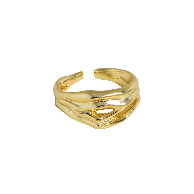 Lovcia Gold Tone 925 Sterling Silver Adjustable Ring-Rings-Yellow Gold-Yellow Gold