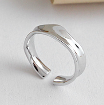 Lovcia Gold Tone 925 Sterling Silver Adjustable Wave Ring-Rings-Rhodium-Rhodium