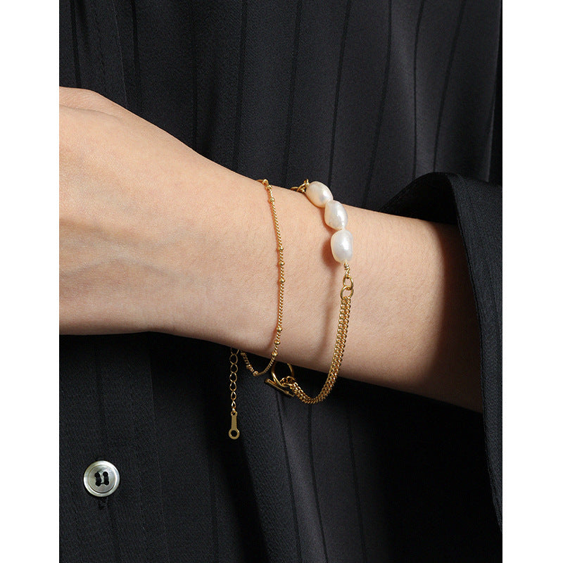 Lovcia Gold Tone 925 Sterling Silver Bracelet 155mm-Bracelets-Yellow Gold-Yellow Gold