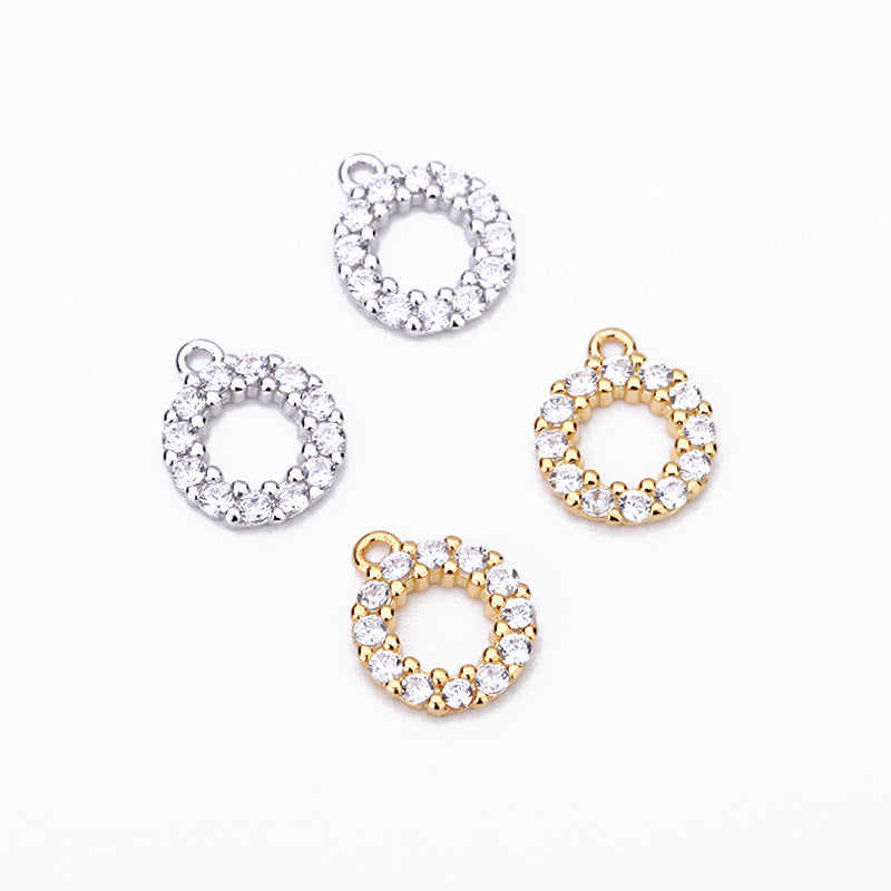 Lovcia Gold Tone 925 Sterling Silver CZ Earring Pendant 7mm-Jewelry Making Kits-Yellow Gold-