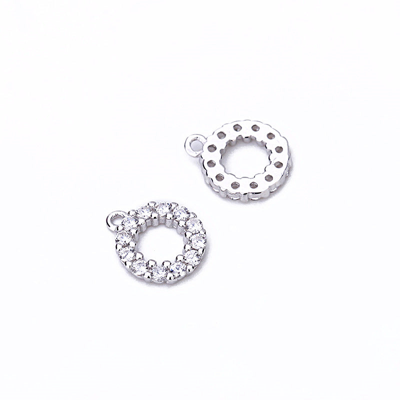 Lovcia Gold Tone 925 Sterling Silver CZ Earring Pendant 7mm-Jewelry Making Kits-Yellow Gold-