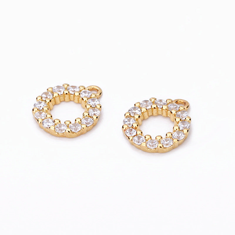 Lovcia Gold Tone 925 Sterling Silver CZ Earring Pendant 7mm-Jewelry Making Kits-Yellow Gold-