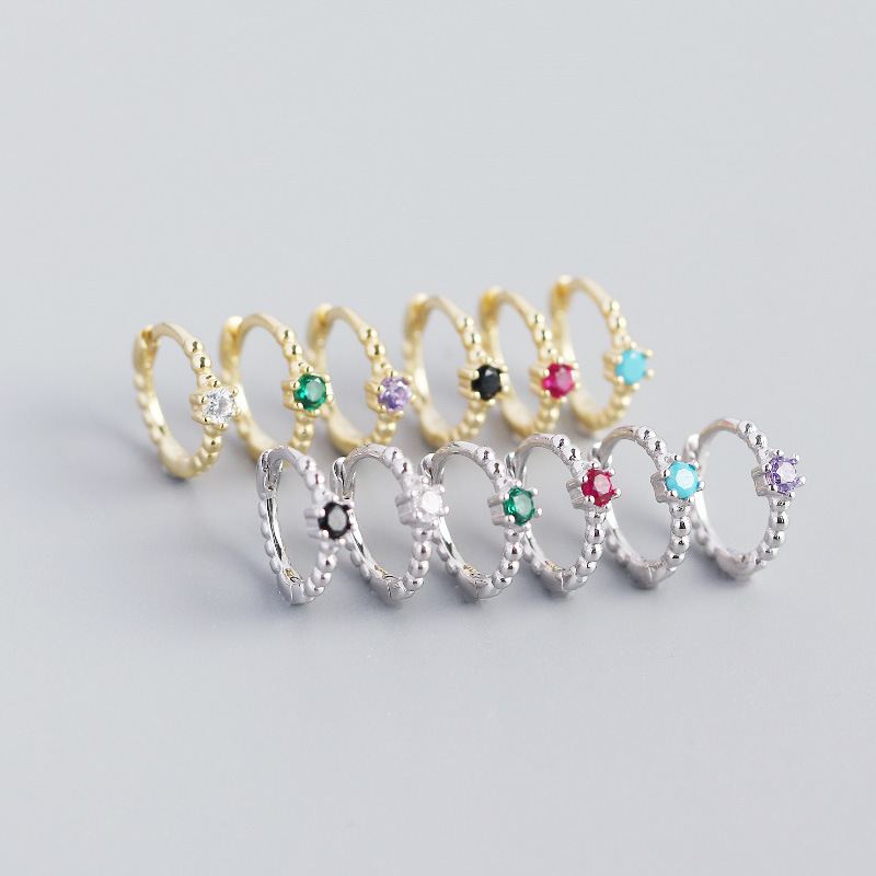 Lovcia Gold Tone 925 Sterling Silver CZ Huggie Hoops 10mm-Earrings-Yellow Gold & Turquoise-Yellow Gold & Turquoise