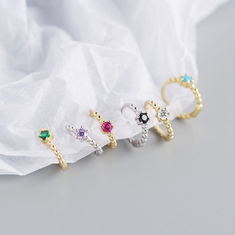 Lovcia Gold Tone 925 Sterling Silver CZ Huggie Hoops 10mm-Earrings-Yellow Gold & Turquoise-Yellow Gold & Turquoise
