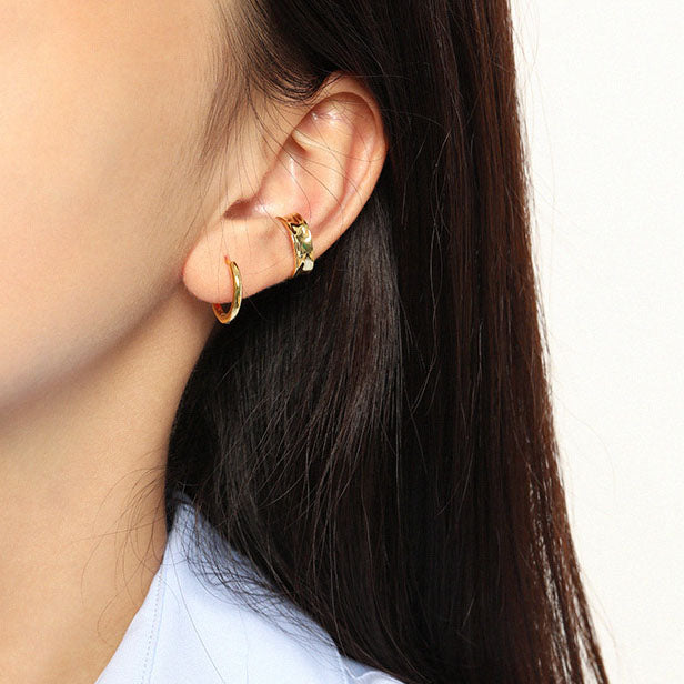 Lovcia Gold Tone 925 Sterling Silver Huggie Hoop Earrings-Earrings-Yellow Gold-12mm-Yellow Gold