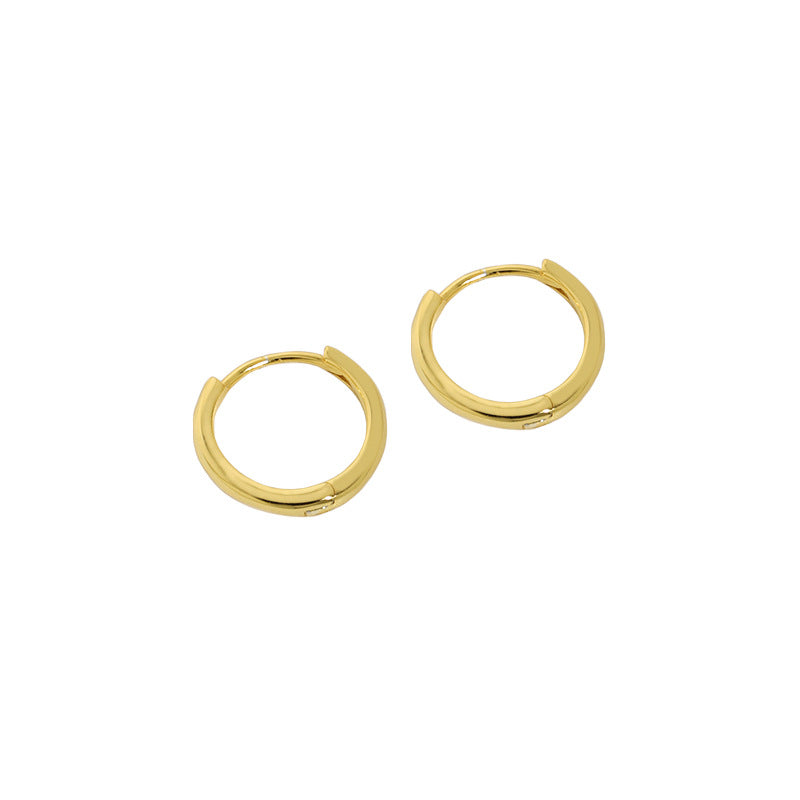 Lovcia Gold Tone 925 Sterling Silver Huggie Hoop Earrings-Earrings-Yellow Gold-12mm-Yellow Gold