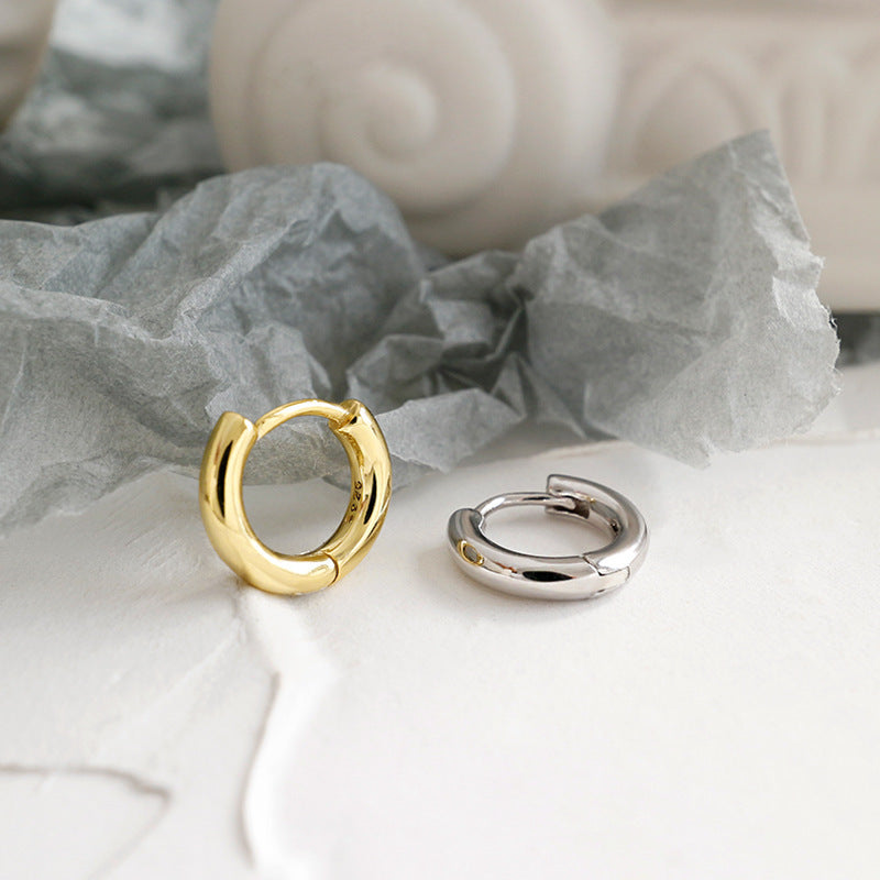 Lovcia Gold Tone 925 Sterling Silver Huggie Hoop Earrings-Earrings-Yellow Gold-Yellow Gold