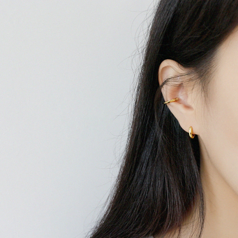 Lovcia Gold Tone 925 Sterling Silver Huggie Hoop Earrings-Earrings-Yellow Gold-Yellow Gold