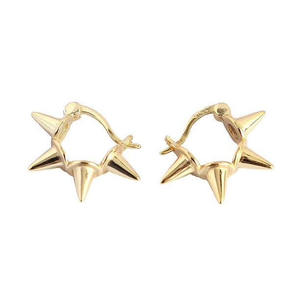 Lovcia Gold Tone 925 Sterling Silver Rivet Hoop Earrings-Earrings-Yellow Gold-Yellow Gold