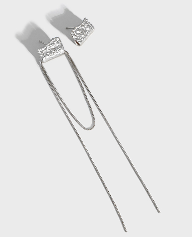 Lovcia Gold Tone 925 Sterling Silver Tassel Earrings 120mm-Earrings-Rhodium-Rhodium