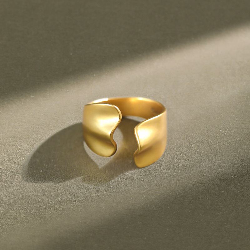Lovcia Gold Tone 925 Sterling Silver Wide Adjustable Ring-Rings-Yellow Gold-