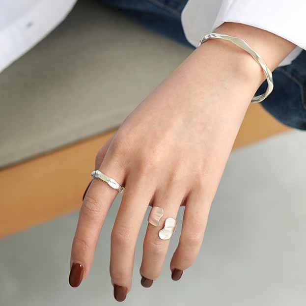 Lovcia Gold Tone 925 Sterling Silver Wide Adjustable Ring-Rings-Yellow Gold-