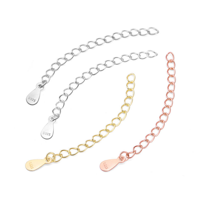 Lovcia Gold Tone 925 Waterdrop Rolo Chain DIY Extended 50mm-Jewelry Making Kits-Rose Gold-Heart Extended Chain & 50mm-Rose Gold