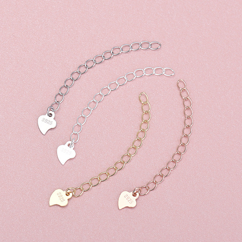 Lovcia Gold Tone 925 Waterdrop Rolo Chain DIY Extended 50mm-Jewelry Making Kits-Rose Gold-Heart Extended Chain & 50mm-Rose Gold