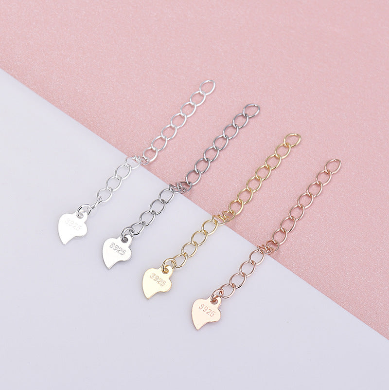 Lovcia Gold Tone 925 Waterdrop Rolo Chain DIY Extended 50mm-Jewelry Making Kits-Rose Gold-Heart Extended Chain & 50mm-Rose Gold