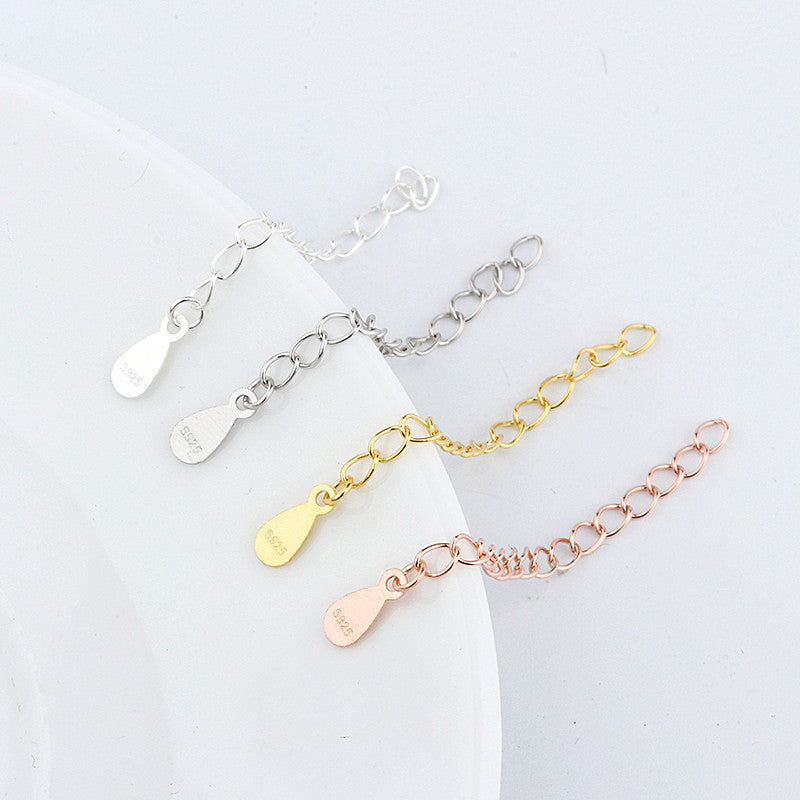 Lovcia Gold Tone 925 Waterdrop Rolo Chain DIY Extended 50mm-Jewelry Making Kits-Rose Gold-Heart Extended Chain & 50mm-Rose Gold
