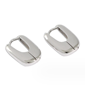 Lovcia Gold Tone 9.5x13.3mm 925 Silver Hoop Earrings-Earrings-Rhodium-Rhodium