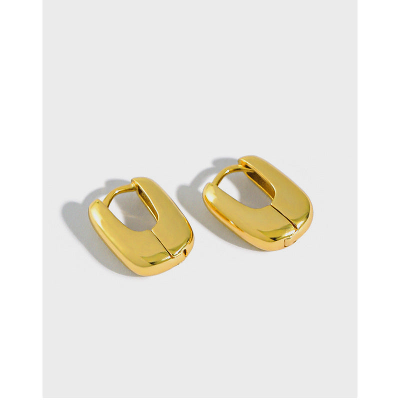 Lovcia Gold Tone 9.5x13.3mm 925 Silver Hoop Earrings-Earrings-Yellow Gold-Yellow Gold