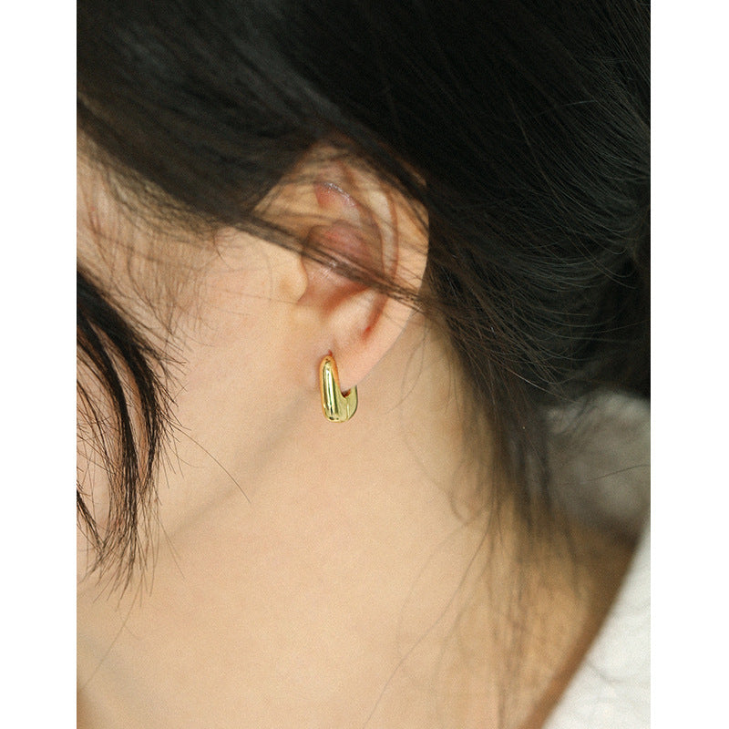 Lovcia Gold Tone 9.5x13.3mm 925 Silver Hoop Earrings-Earrings-Yellow Gold-Yellow Gold
