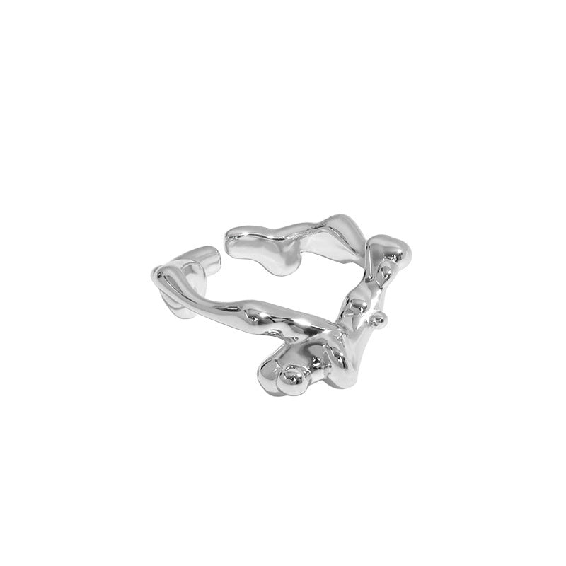 Lovcia Gold Tone Abstract Bubbles Ring 925 Adjustable-Rings-Rhodium-Rhodium