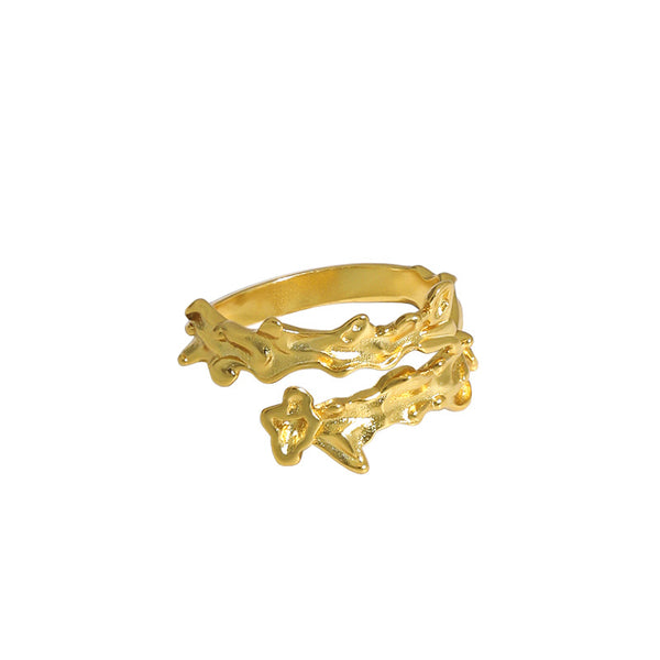 Lovcia Gold Tone Adjustable 925 Sterling Ring Open Size-Rings-Yellow Gold-Yellow Gold