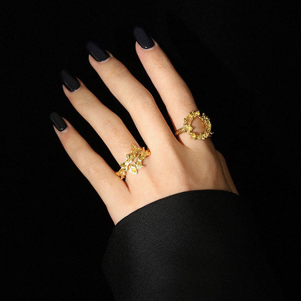 Lovcia Gold Tone Adjustable 925 Sterling Ring Open Size-Rings-Yellow Gold-Yellow Gold