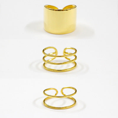 Lovcia Gold Tone Adjustable 925 Sterling Silver Ring-Rings-#339 Wide Ring-#339 Wide Ring