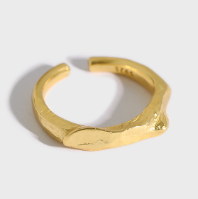 Lovcia Gold Tone Adjustable 925 Sterling Silver Ring-Rings-Yellow Gold-Yellow Gold
