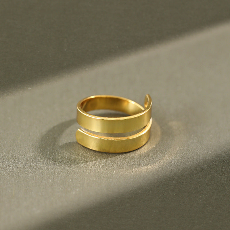 Lovcia Gold Tone Adjustable 925 Sterling Silver Ring-Rings-Yellow Gold-Yellow Gold