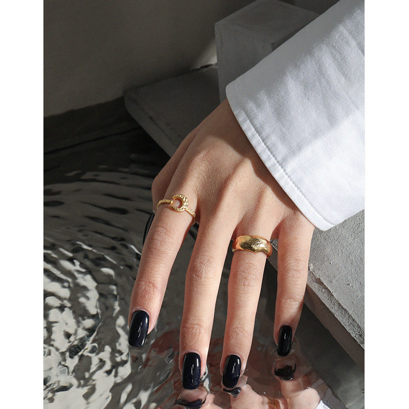 Lovcia Gold Tone Adjustable 925 Sterling Silver Ring-Rings-Yellow Gold-Yellow Gold