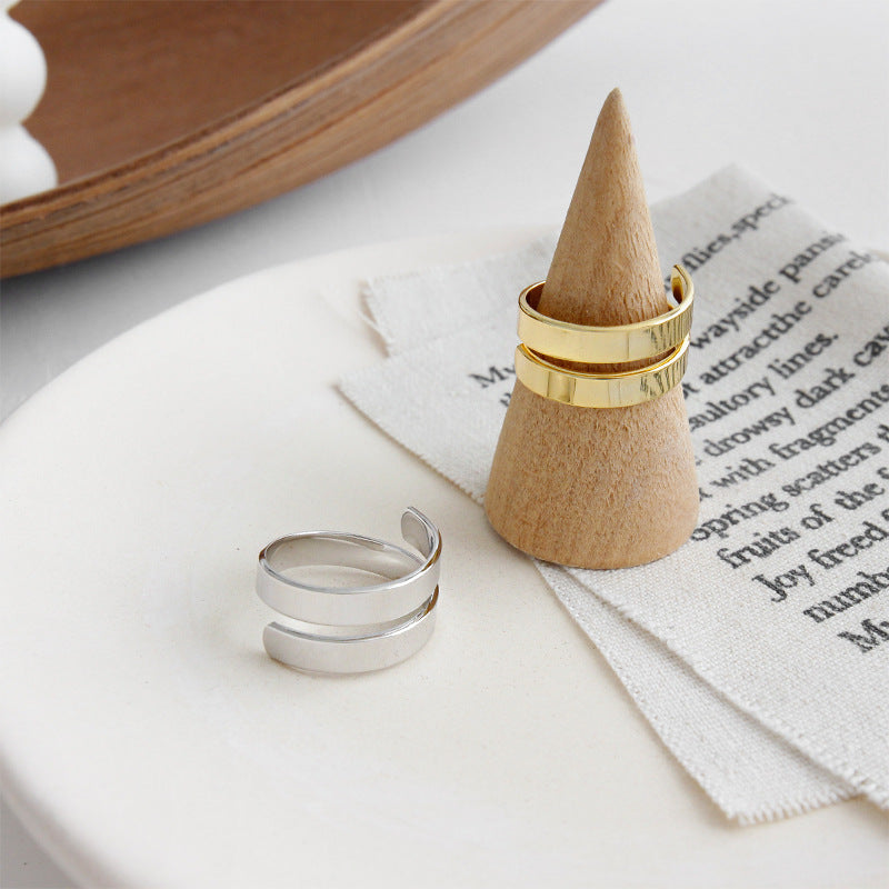Lovcia Gold Tone Adjustable 925 Sterling Silver Ring-Rings-Yellow Gold-Yellow Gold