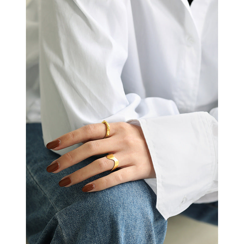 Lovcia Gold Tone Adjustable 925 Sterling Silver Ring-Rings-Yellow Gold-Yellow Gold