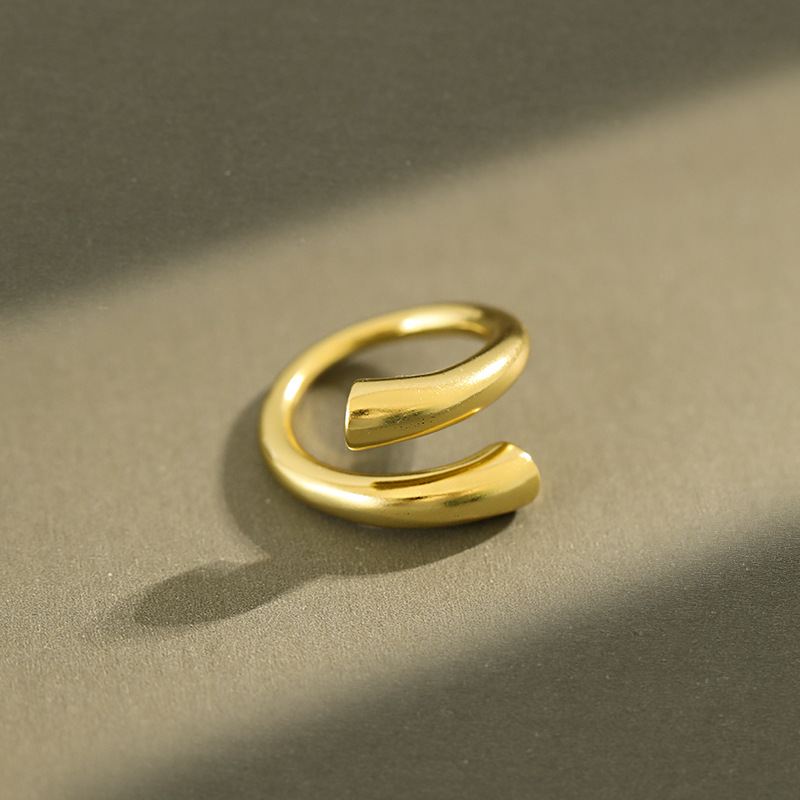Lovcia Gold Tone Adjustable 925 Sterling Silver Ring-Rings-Yellow Gold-