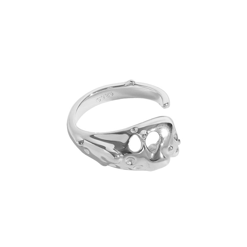 Lovcia Gold Tone Adjustable Bone Ring 925 Sterling Silver-Rings-Rhodium-Rhodium