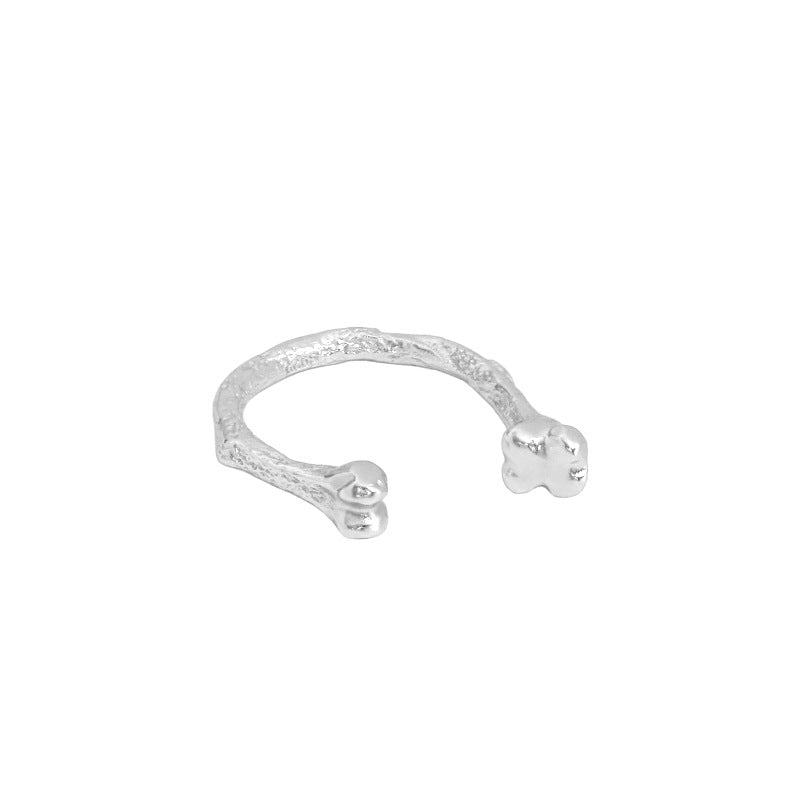 Lovcia Gold Tone Adjustable Bone Ring 925 Sterling Silver-Rings-Rhodium-Rhodium
