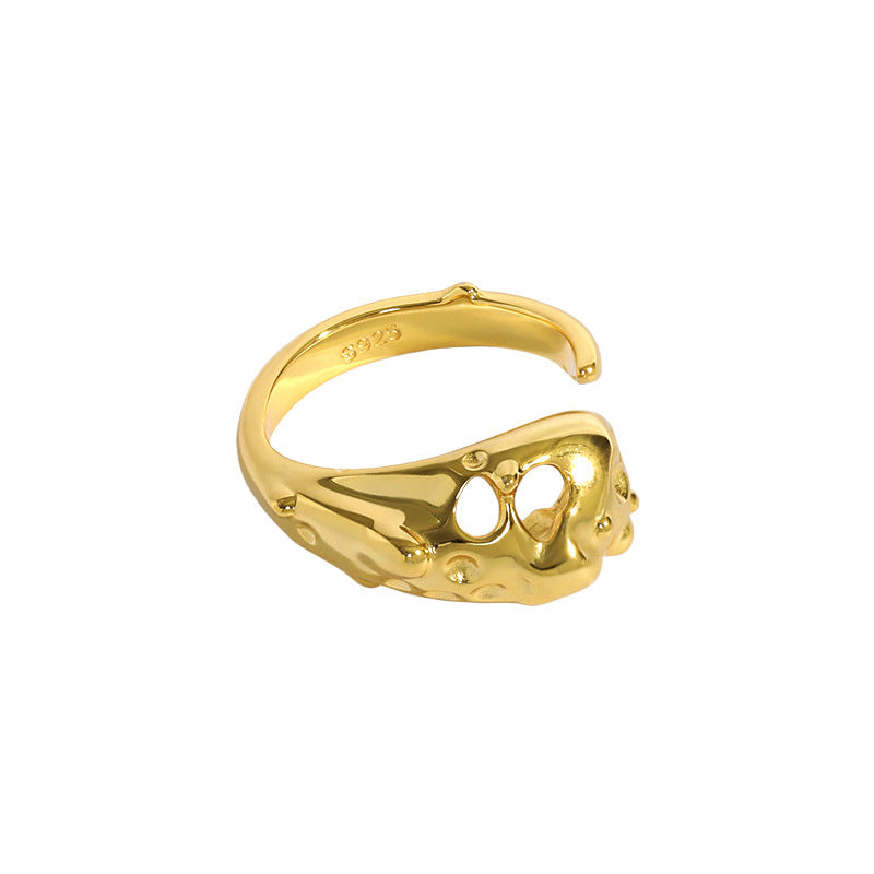 Lovcia Gold Tone Adjustable Bone Ring 925 Sterling Silver-Rings-Yellow Gold-Yellow Gold