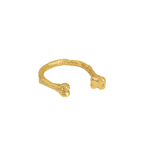 Lovcia Gold Tone Adjustable Bone Ring 925 Sterling Silver-Rings-Yellow Gold-Yellow Gold