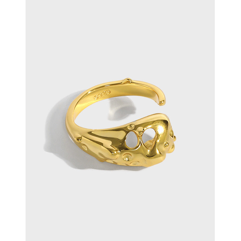 Lovcia Gold Tone Adjustable Bone Ring 925 Sterling Silver-Rings-Yellow Gold-Yellow Gold