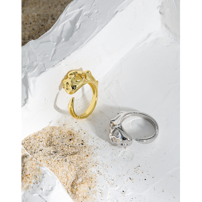 Lovcia Gold Tone Adjustable Bone Ring 925 Sterling Silver-Rings-Yellow Gold-Yellow Gold
