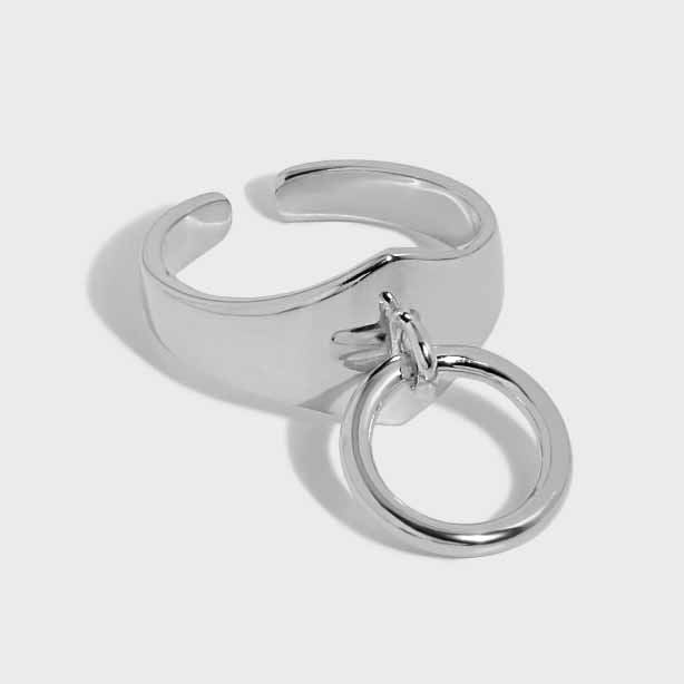 Lovcia Gold Tone Adjustable Circle Ring With Charm Accent-Rings-Yellow Gold-Yellow Gold
