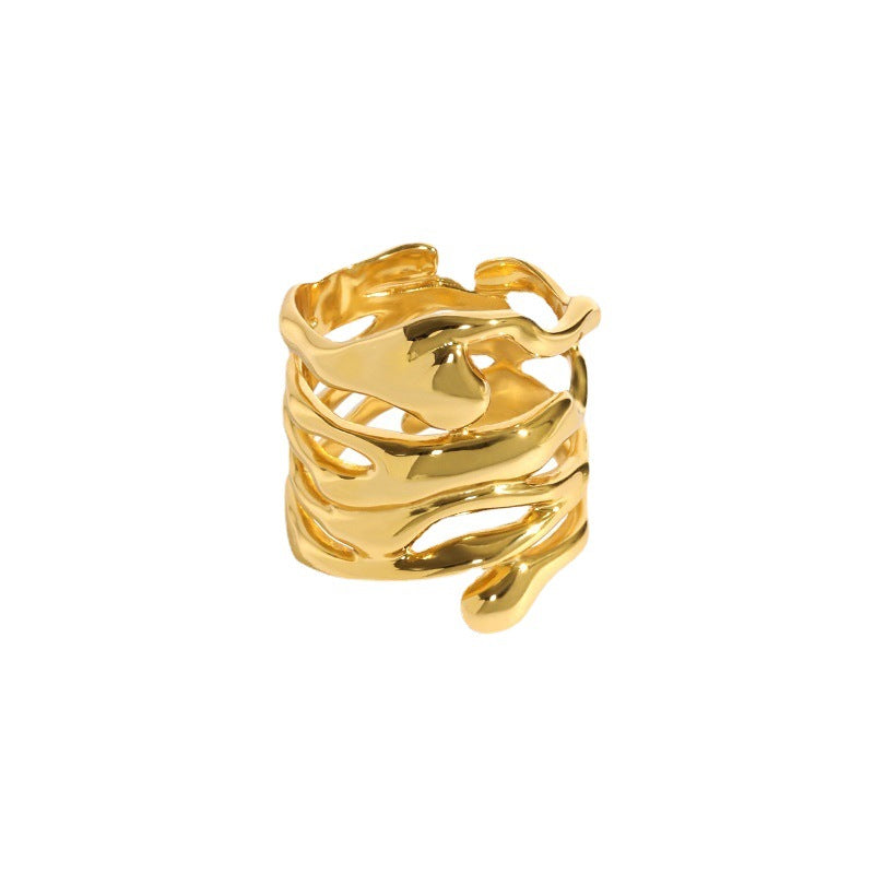 Lovcia Gold Tone Adjustable Cross Ring 925 Sterling Silver-Rings-Yellow Gold-Yellow Gold
