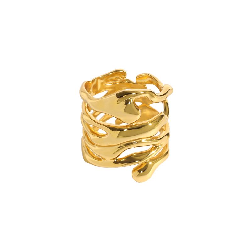 Lovcia Gold Tone Adjustable Cross Ring 925 Sterling Silver-Rings-Yellow Gold-Yellow Gold
