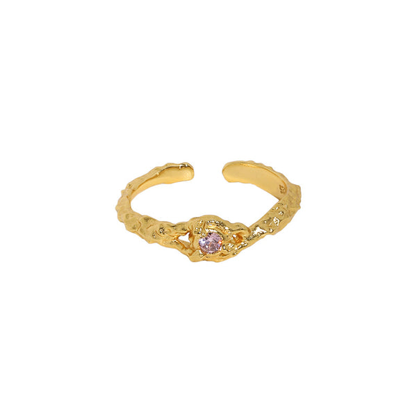 Lovcia Gold Tone Adjustable CZ Ring 925 Sterling Silver-Rings-Rhodium & Purple CZ-Rhodium & Purple CZ