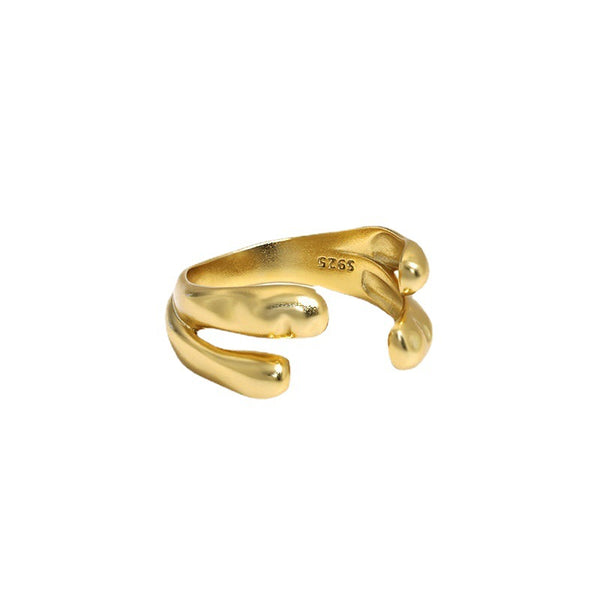 Lovcia Gold Tone Adjustable Double Layer Ring 925 Sterling-Rings-Yellow Gold-Yellow Gold